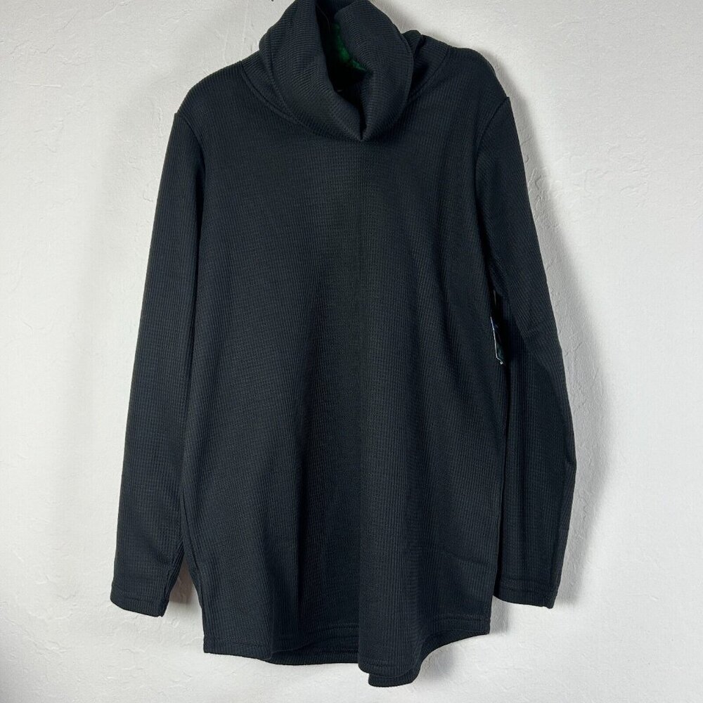 New Columbia Holly Hideaway Waffle Cowl Neck Pullover Sweatshirt Large Black $90 - Picture 1 of 7